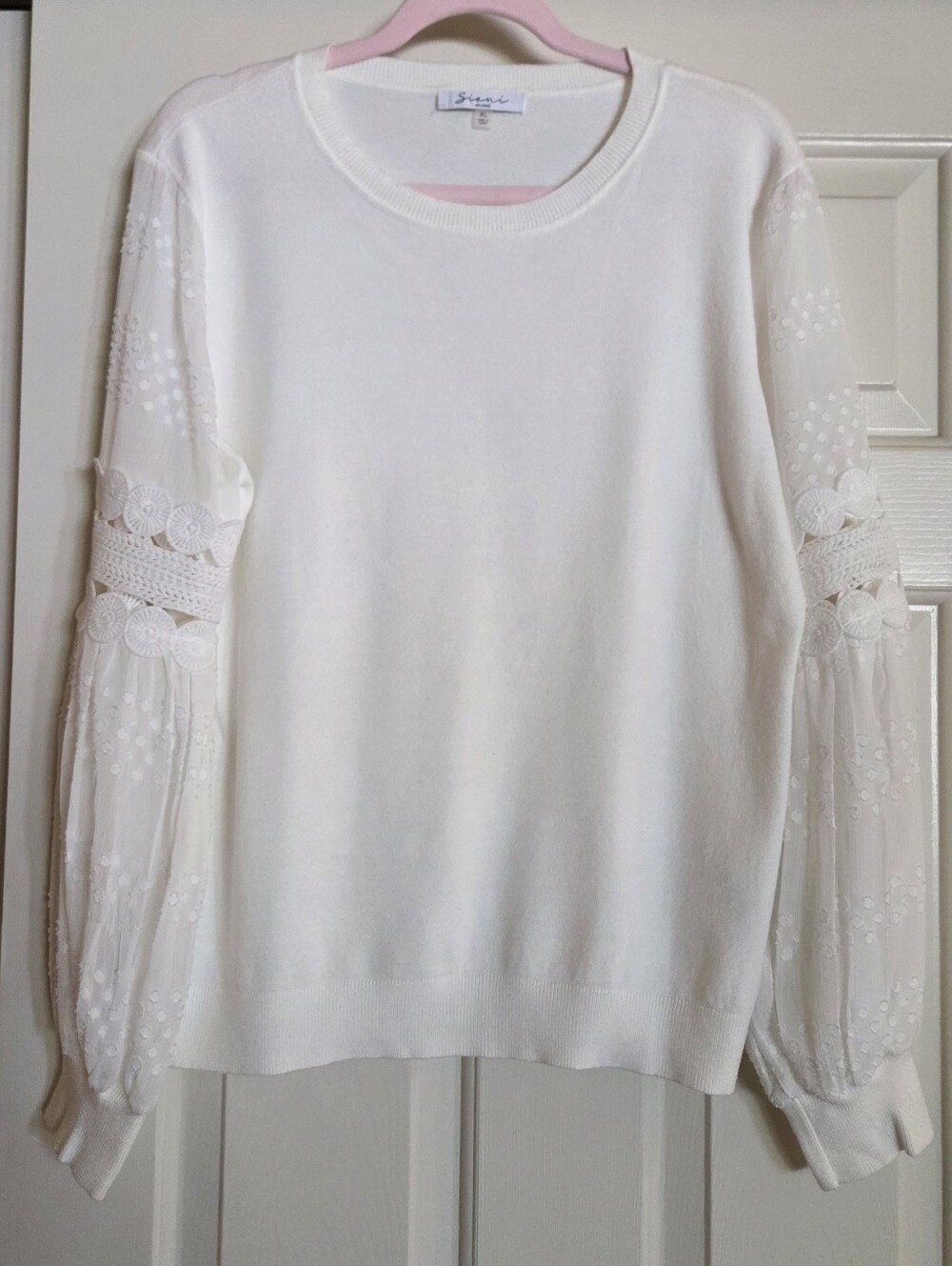 Siani Italian White Knit Crewneck Sweater